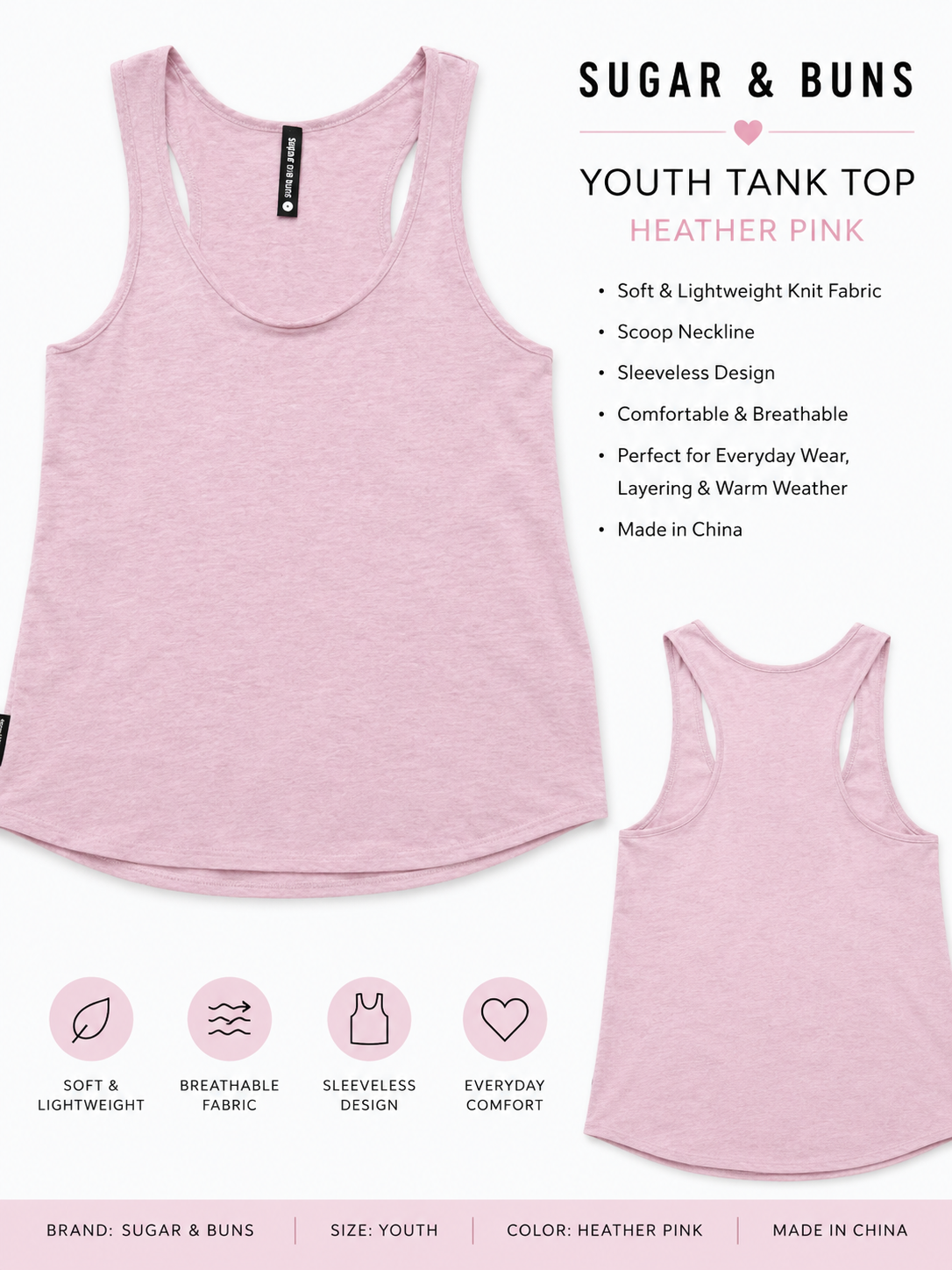Sugar & Buns Womenβs Sleeveless Tank Top | Soft Lightweight Knit | Multiple Colors