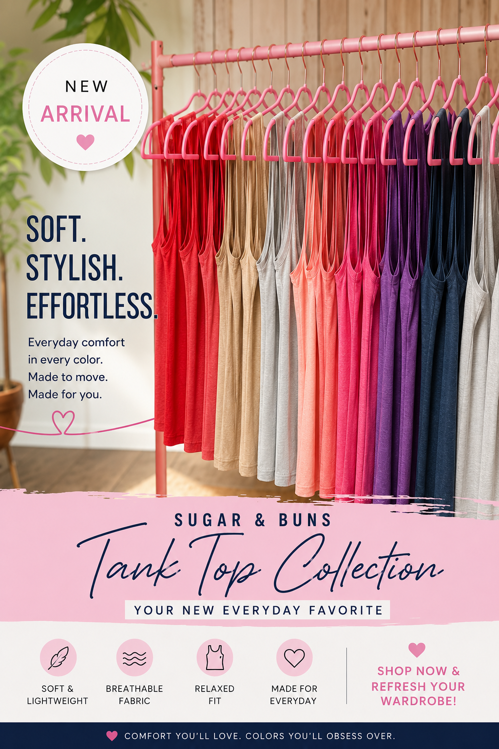 Sugar & Buns Women’s Sleeveless Tank Top | Soft Lightweight Knit | Multiple Colors
