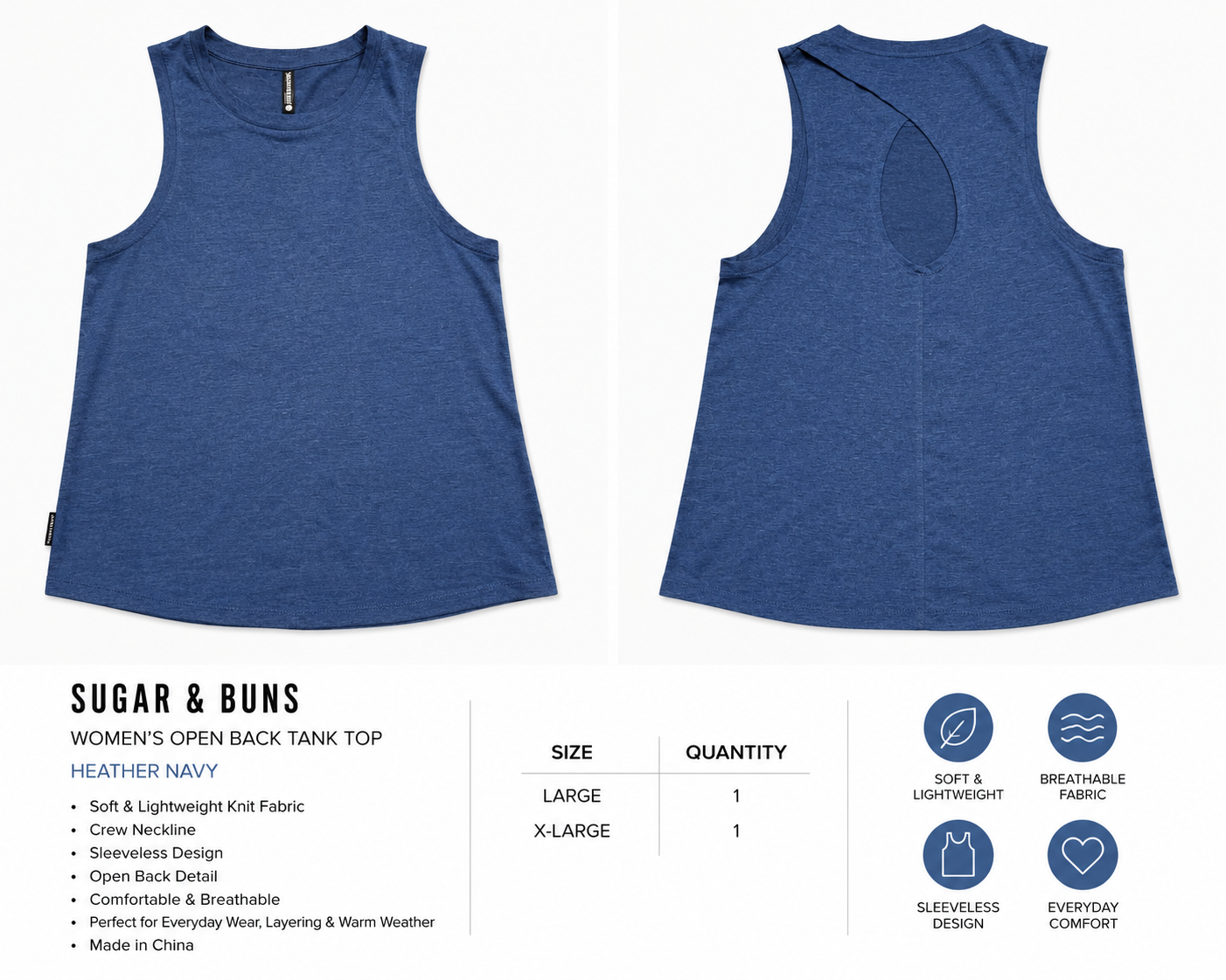 Sugar & Buns Women’s Sleeveless Tank Top | Soft Lightweight Knit | Multiple Colors